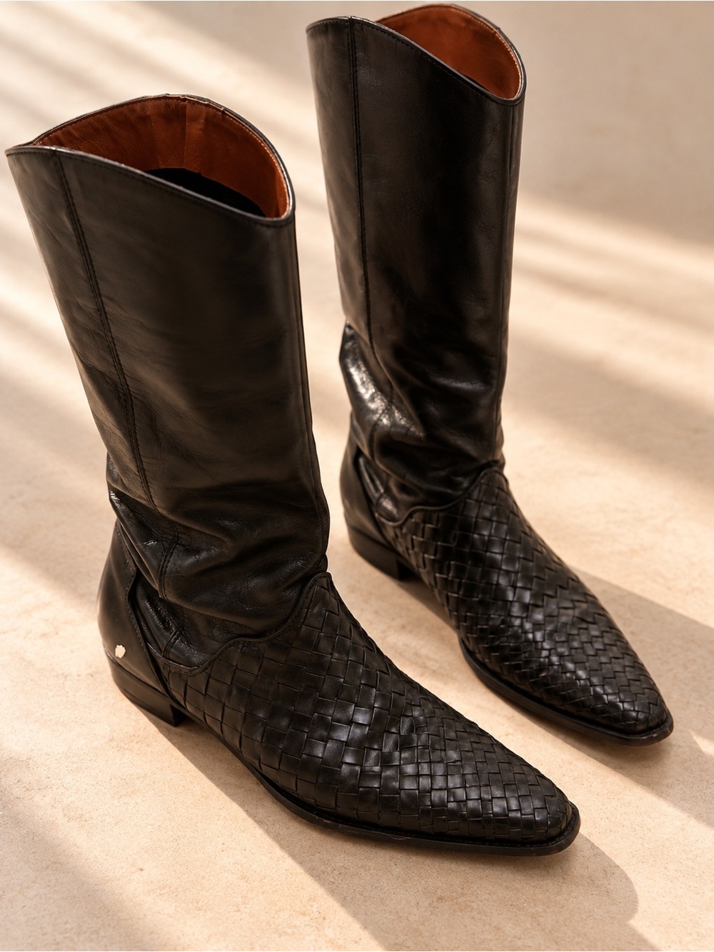 Brazilian Leather Basketweave Boots unlined